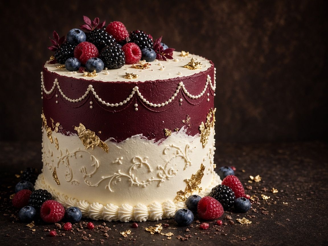 Burgundy and ivory bespoke celebration cake